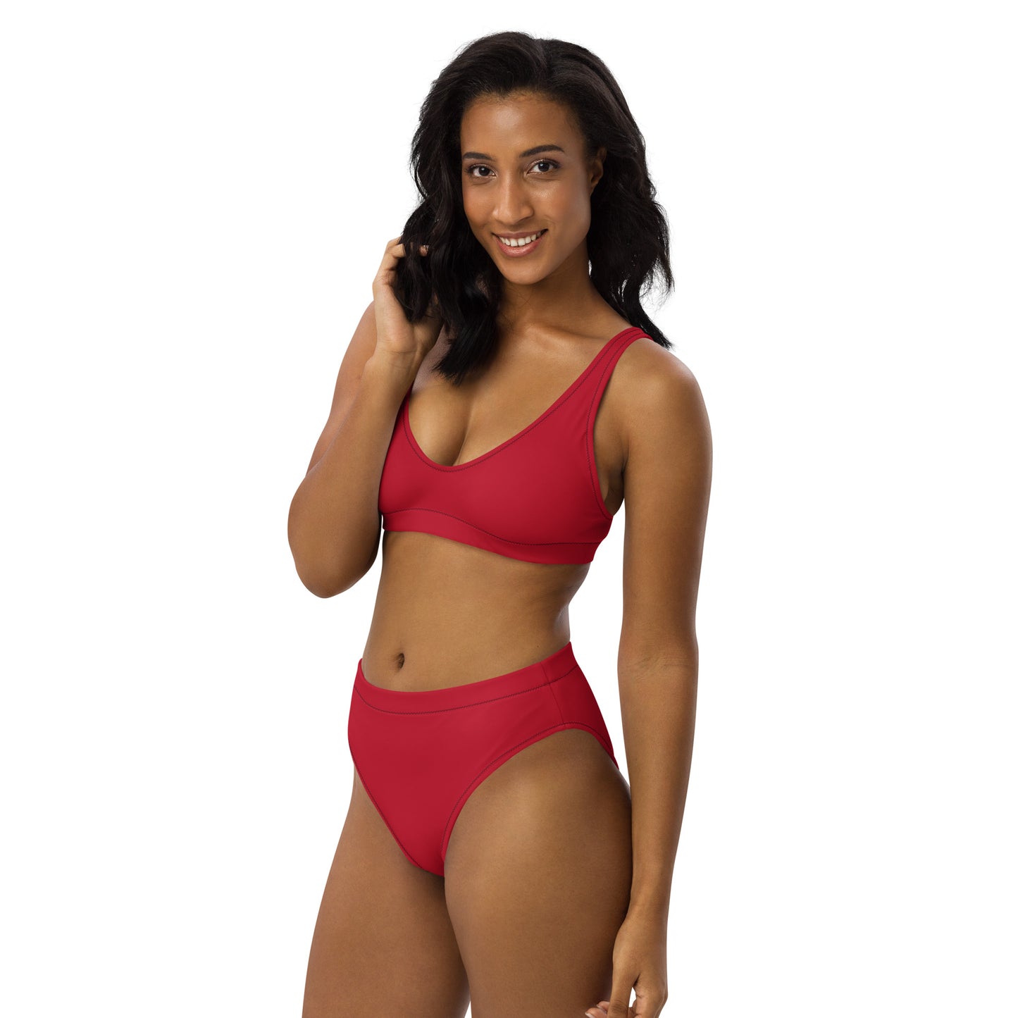 360 Lifestyle high-waisted bikini in Solid Red