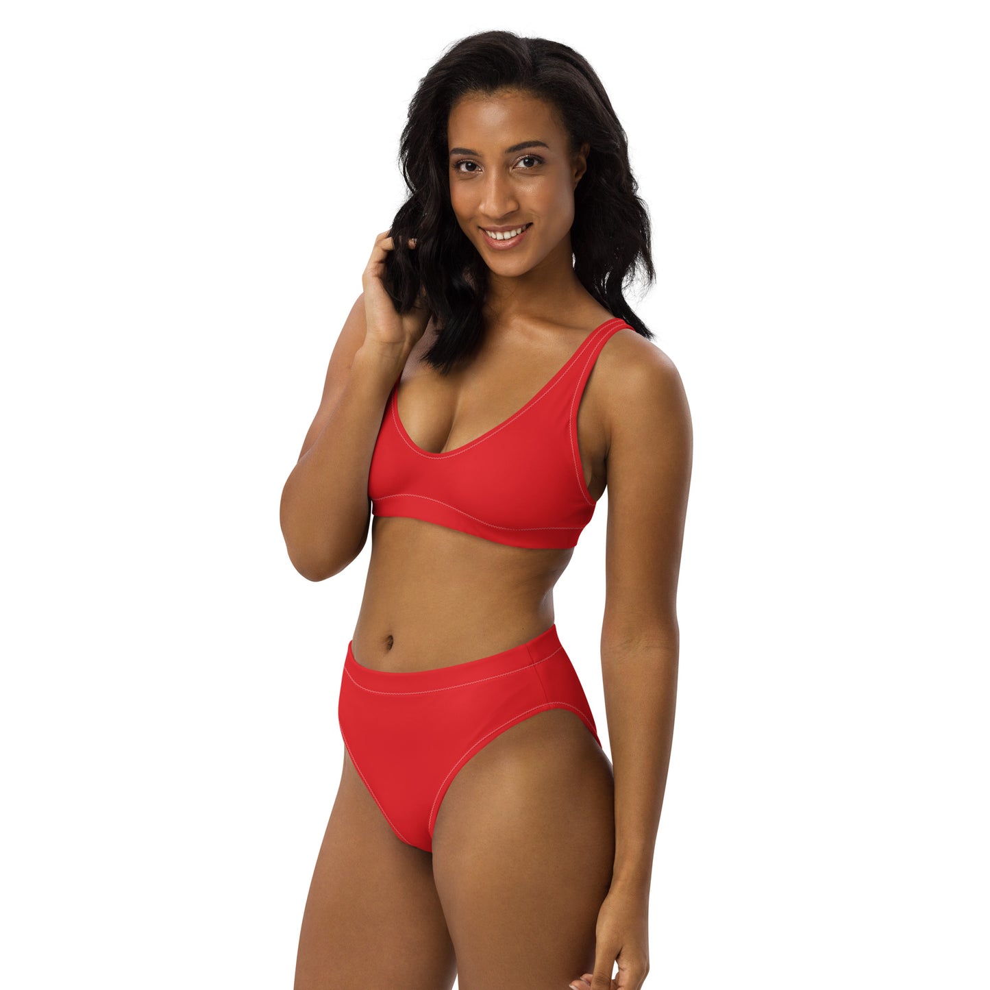 360 Lifestyle high-waisted bikini in Solid Alizarin