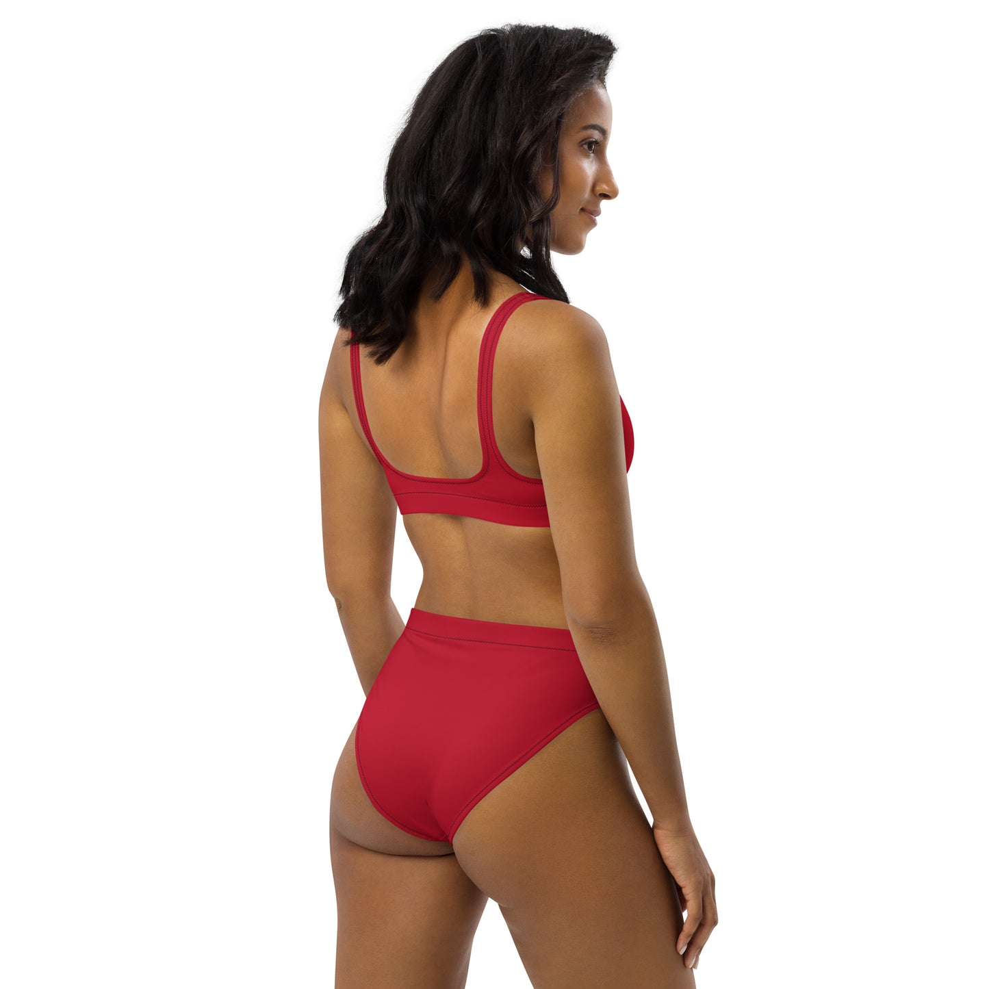 360 Lifestyle high-waisted bikini in Solid Red