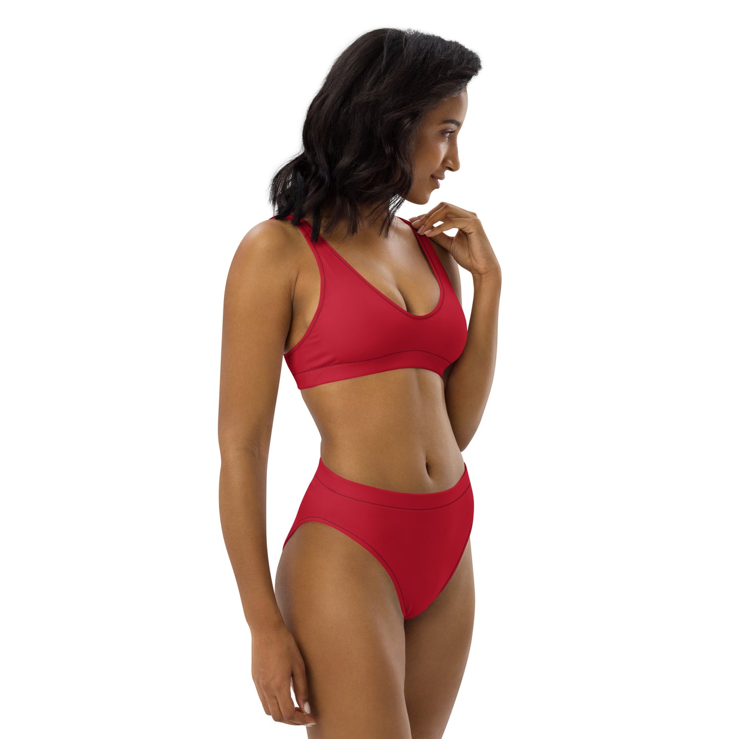 360 Lifestyle high-waisted bikini in Solid Red