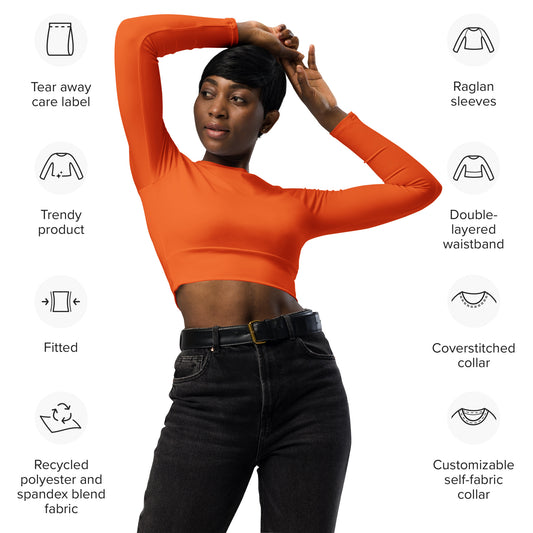 360 Lifestyle long-sleeve crop top UPF 50+ in Solid Orange