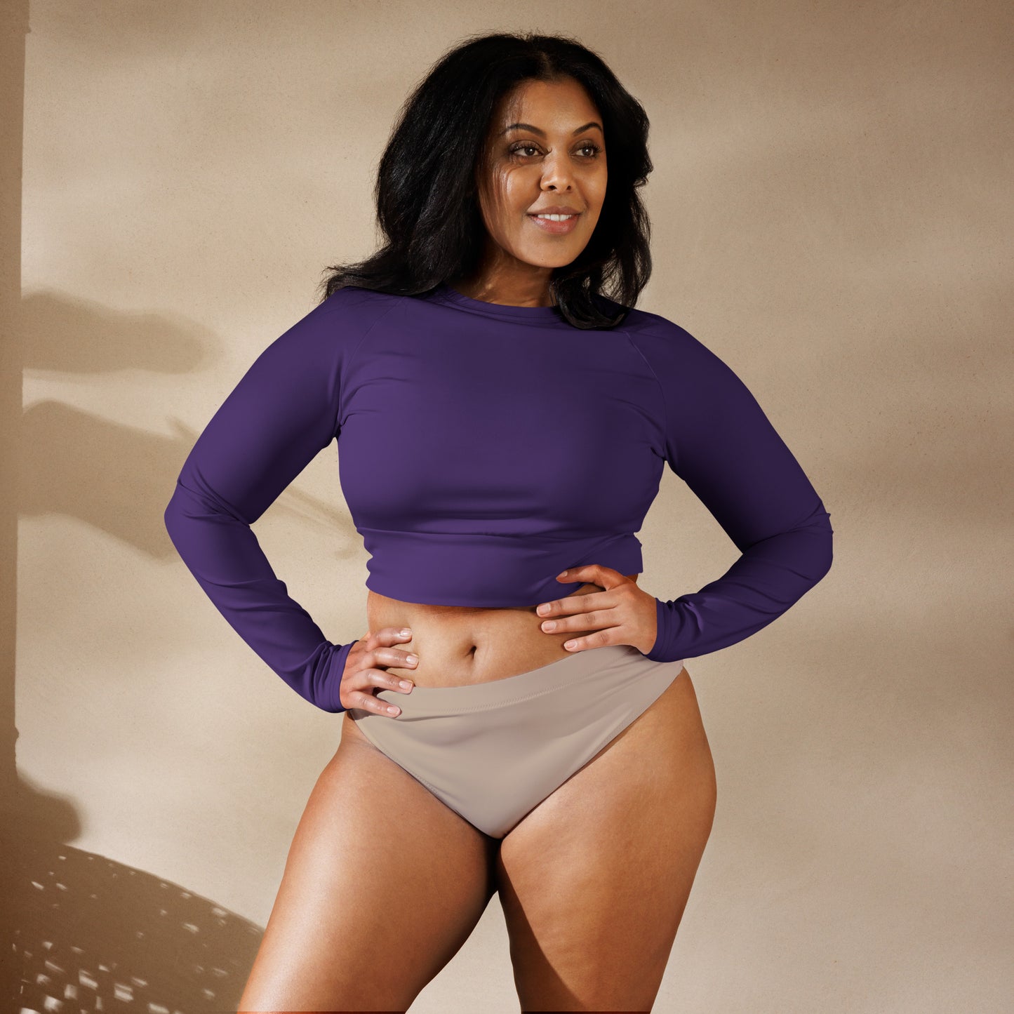 360 Lifestyle long-sleeve crop top UPF 50+ in Solid Purple