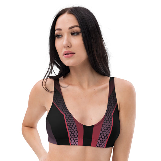 360 Lifestyle padded bikini top black with pink geo print