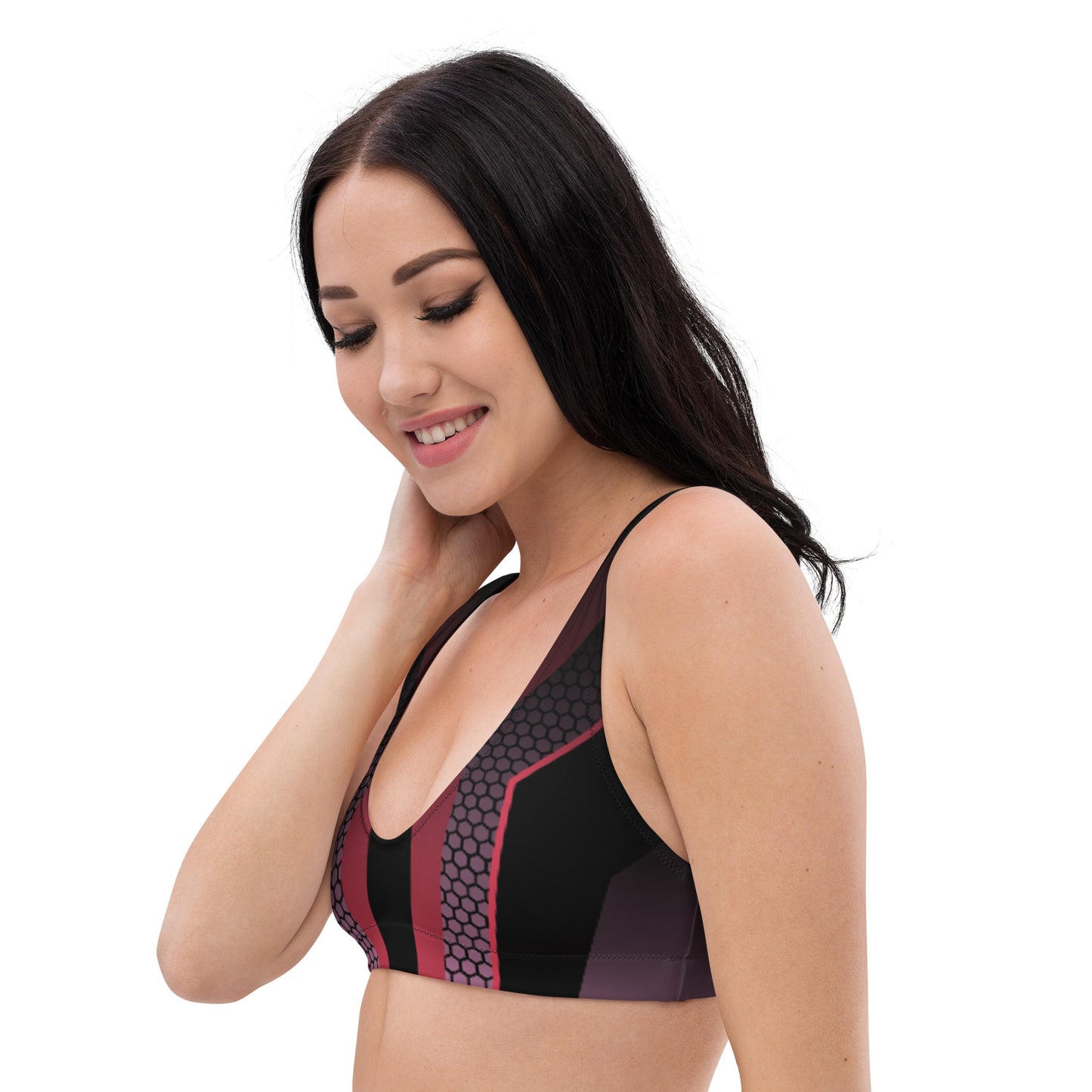 360 Lifestyle padded bikini top black with pink geo print