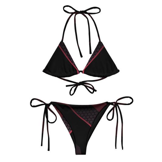 360 Lifestyle black with pink geo print string bikini