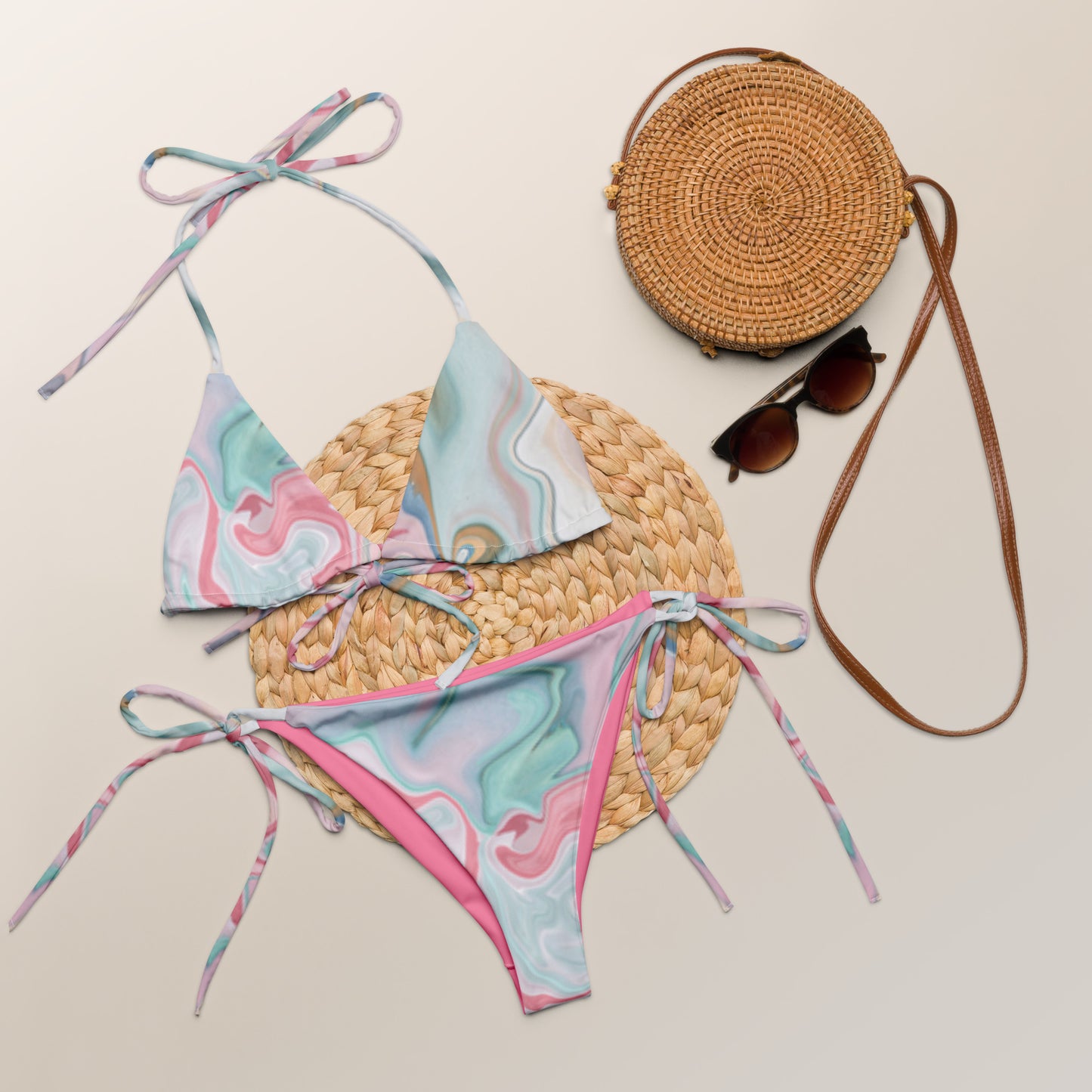 360 Lifestyle  string bikini Pink Bliss Print