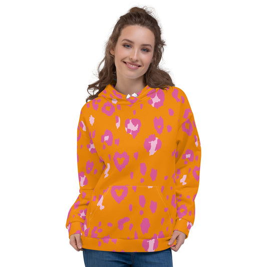 360 Lifestyle Unisex Hoodie Orange and Pink Animal  ILMT