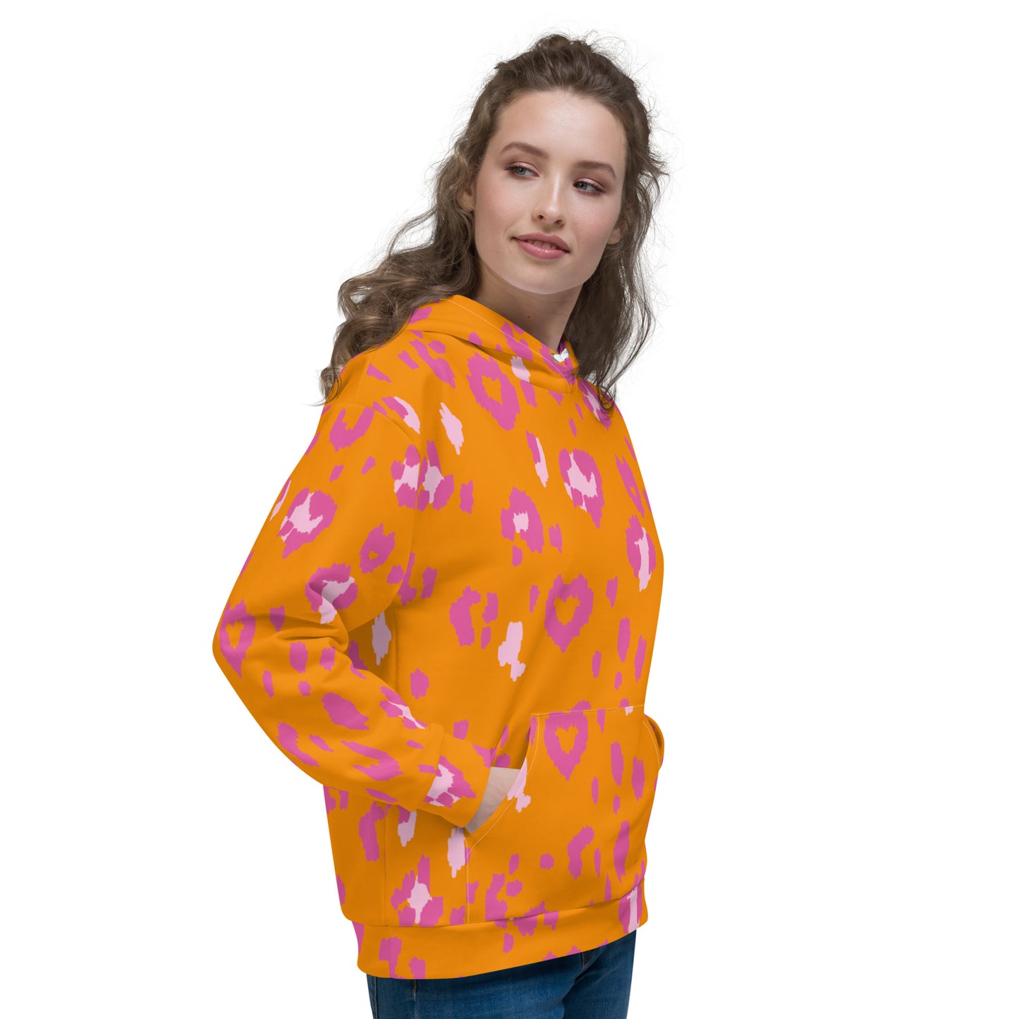 360 Lifestyle Unisex Hoodie Orange and Pink Animal  ILMT