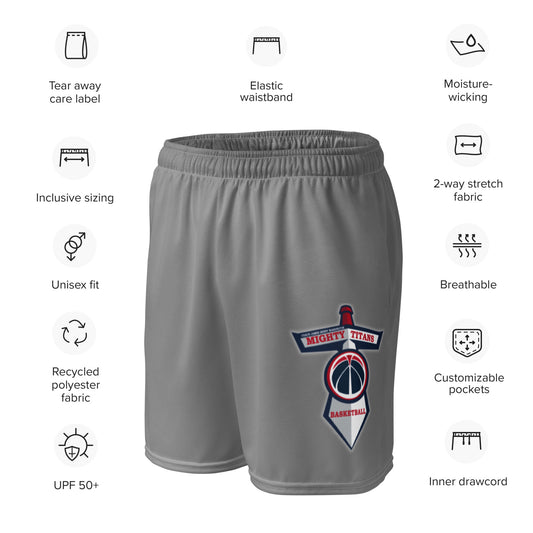 Mighty Titans Gray Unisex mesh shorts with Logo