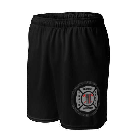 Industrial Firefighting Black Unisex mesh shorts