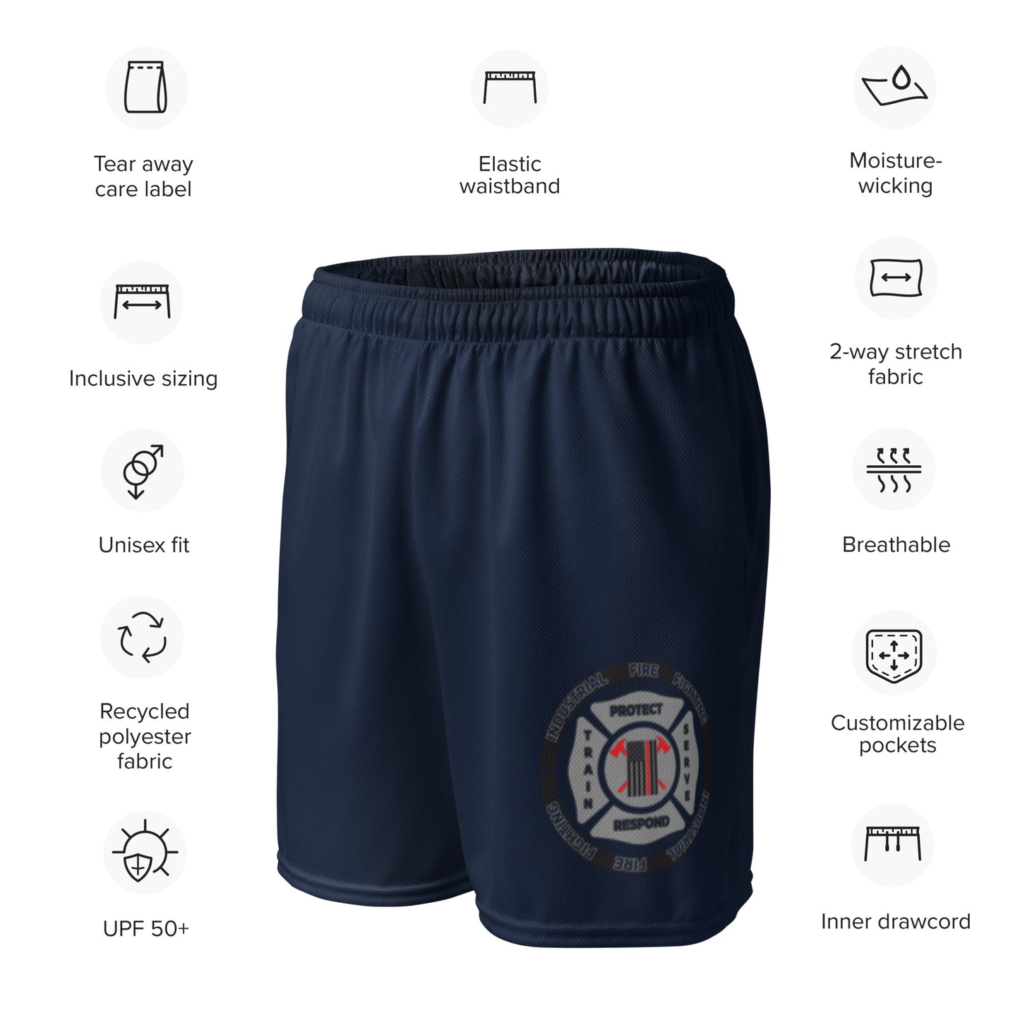 Industrial Firefighting Navy Blue Unisex mesh shorts