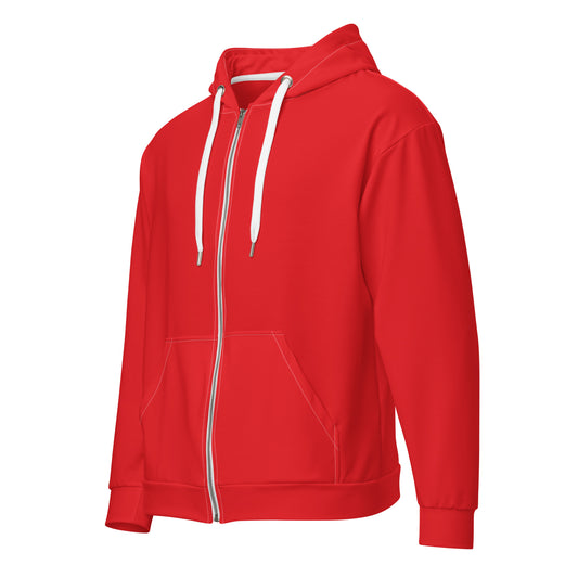 360 Lifestyle Unisex zip hoodie in Solid Alizarin