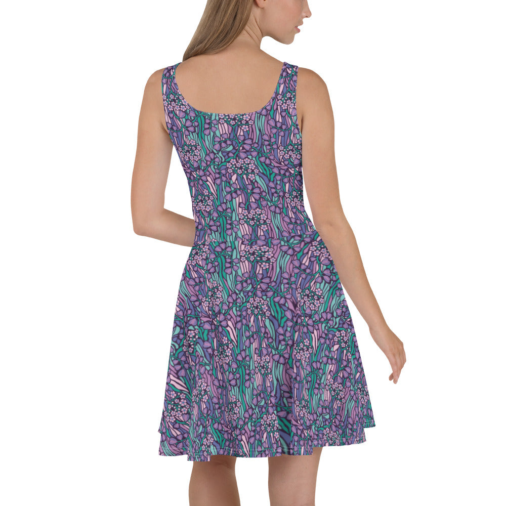 360 Lifestyle Flared Dress in Purple Irises Print