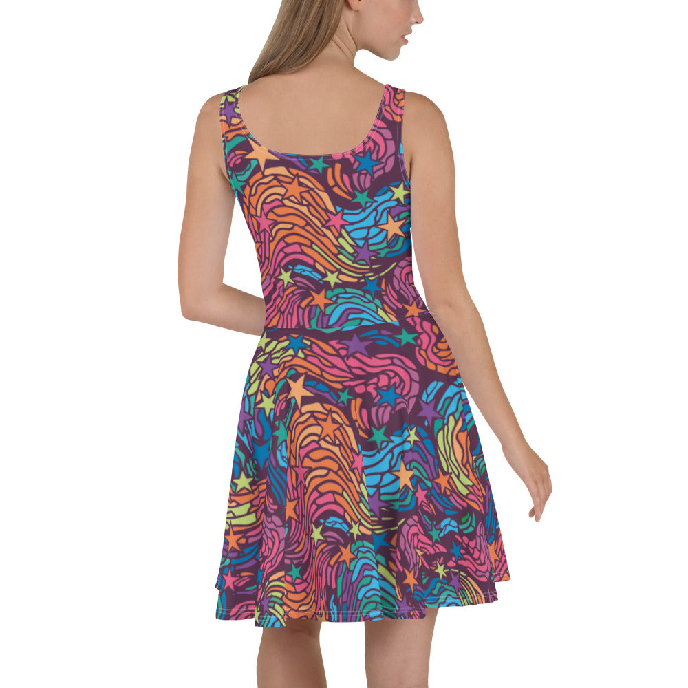 360 Lifestyle Flared Dress in Van Go-ish print