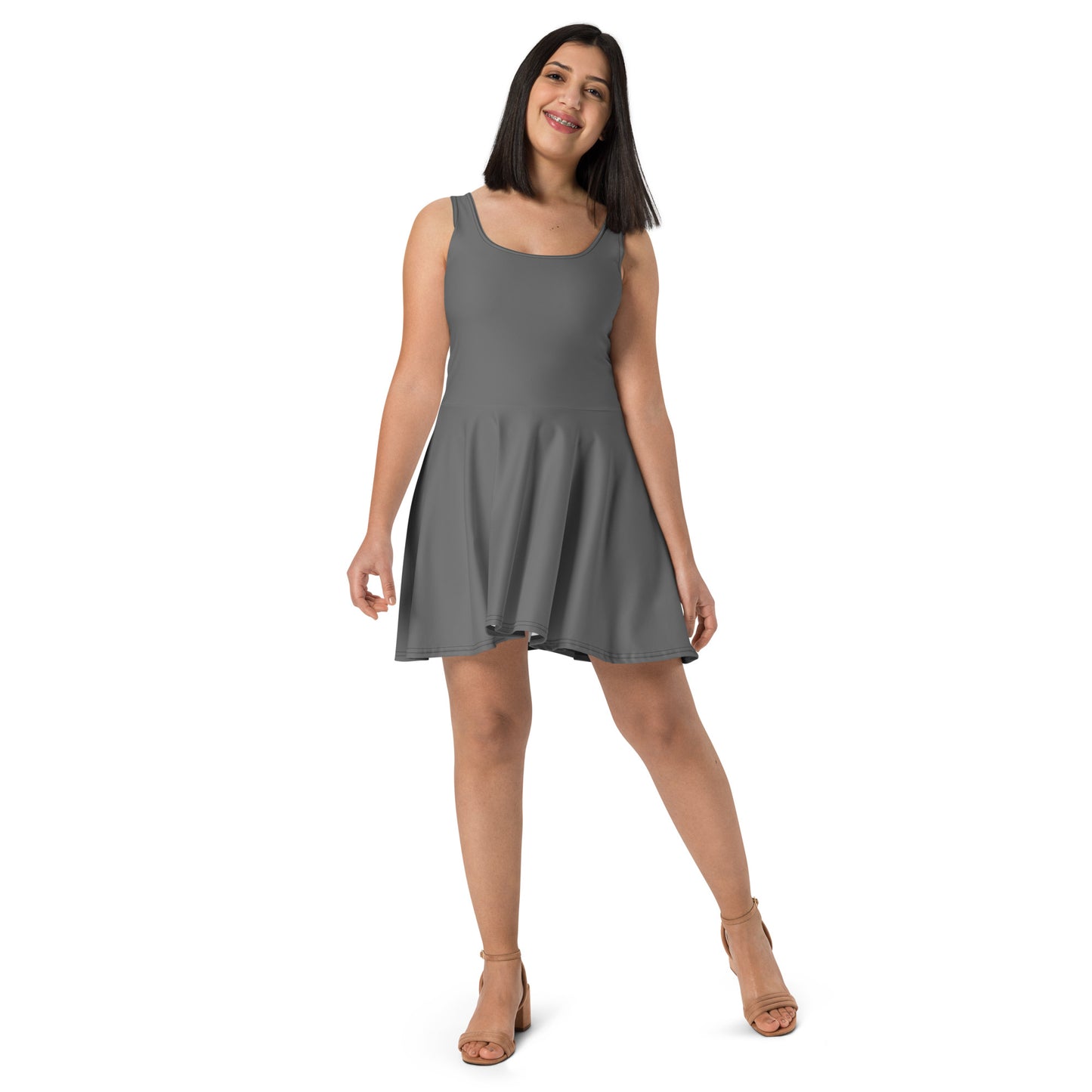 360 Lifestyle Flared  Dress in Solid Grey