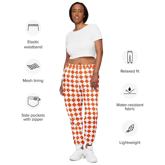 I love MY Team Unisex track pants orange and white diamond