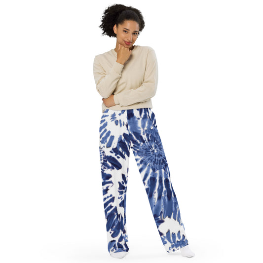 360 Lifestyle  unisex wide-leg pants Gemi Blue print