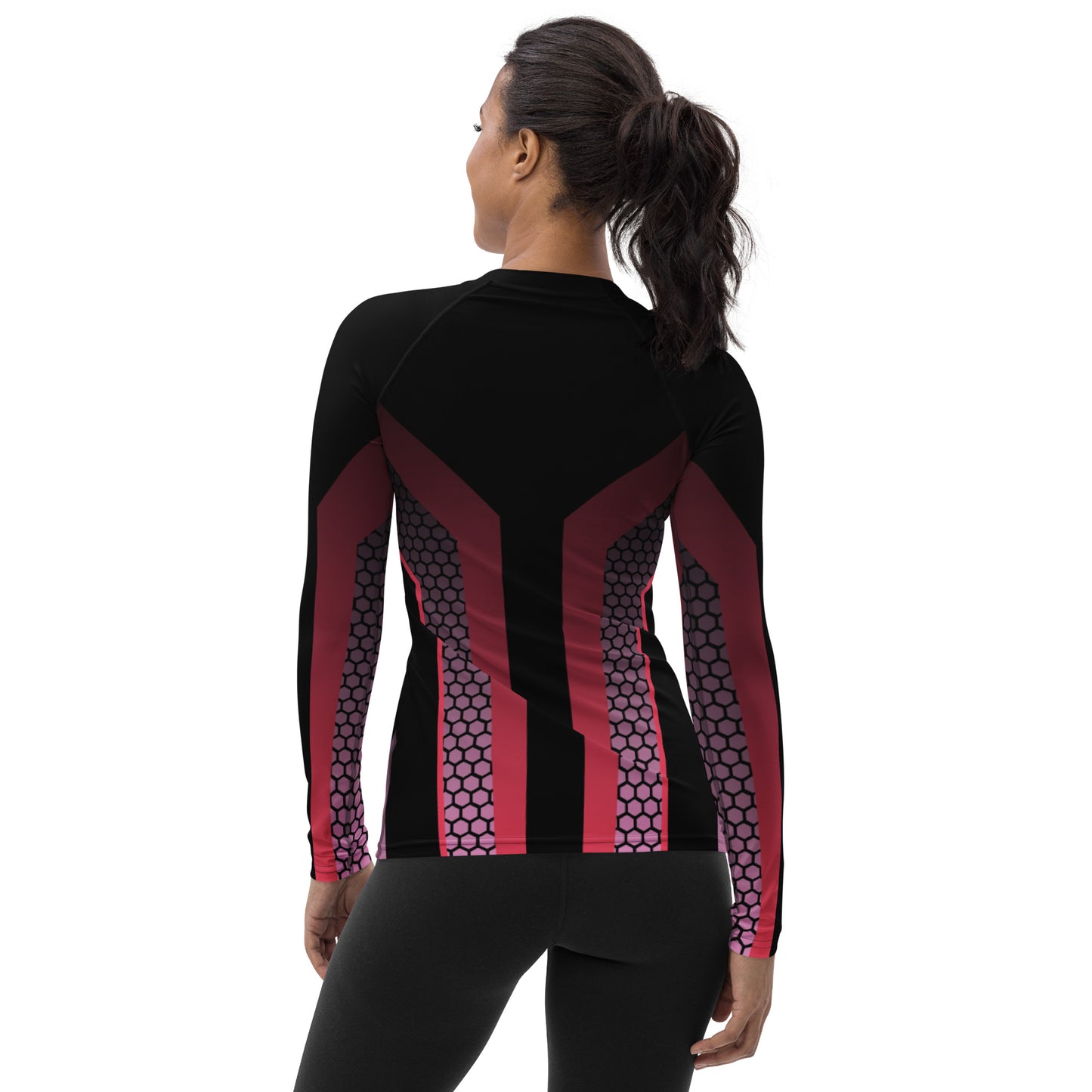 360 Lifestyle Women's Rash Guard UPF 50+ black with pink geo print