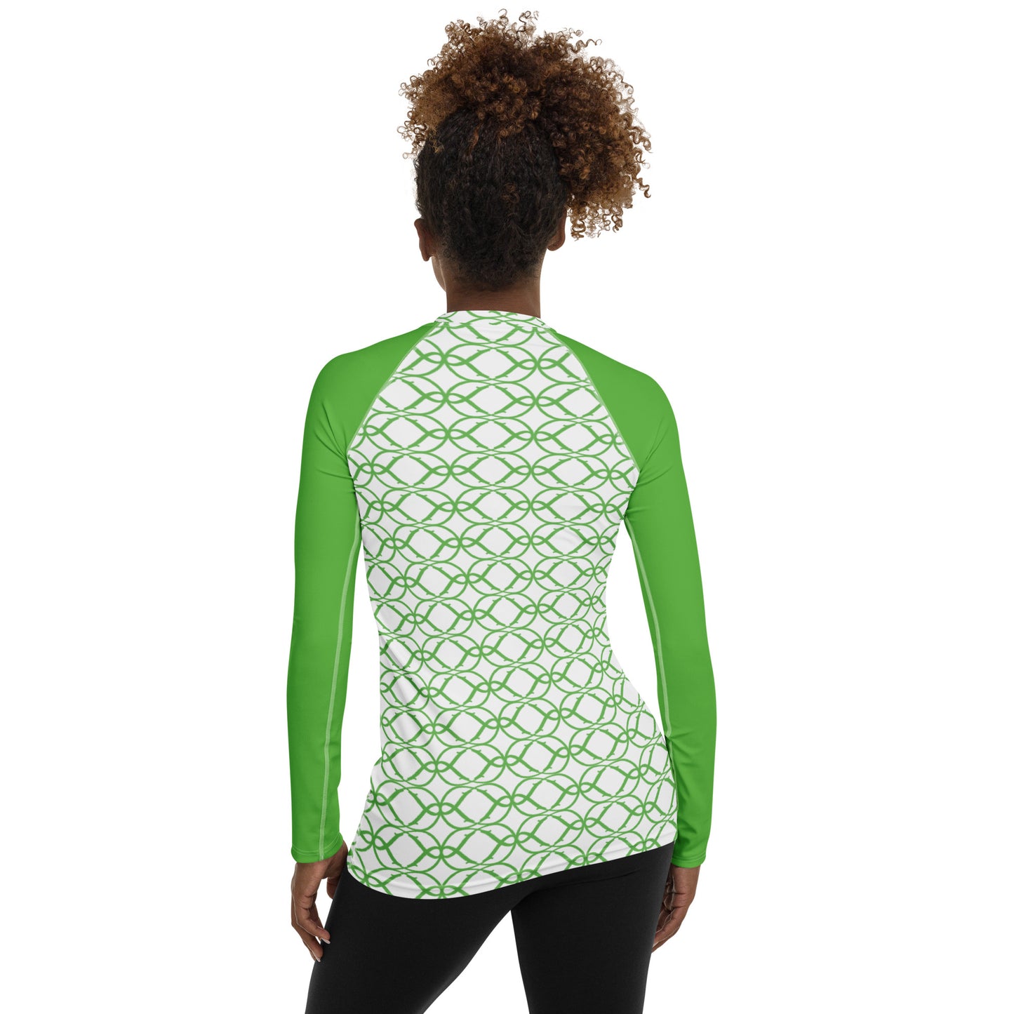 360 Lifestyle Women's Rash Guard UPF 50+ Green Swirl print