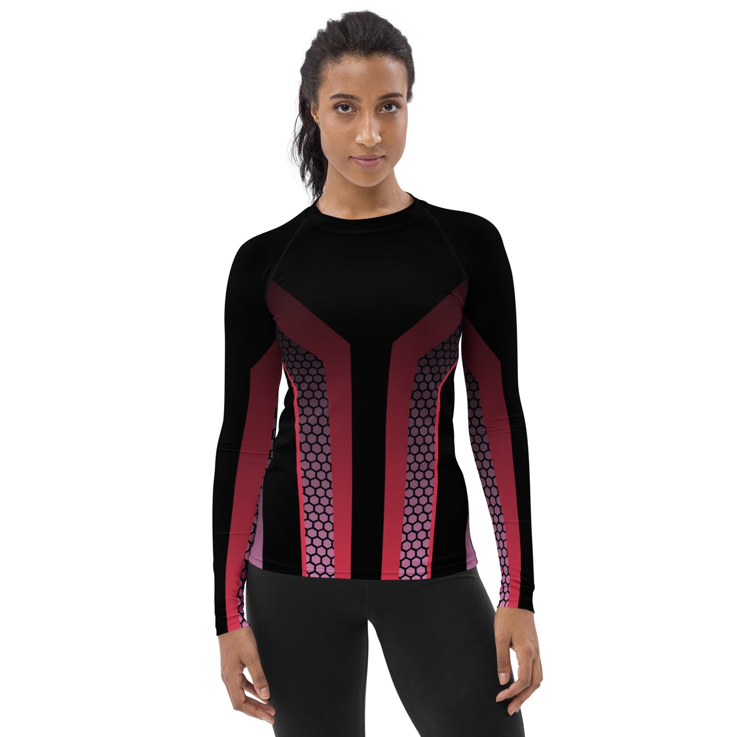 360 Lifestyle Women's Rash Guard UPF 50+ black with pink geo print