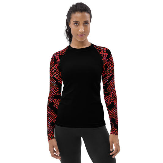 360 Lifestyle Women's Rash Guard UPF 50+ Snake Burn print arms