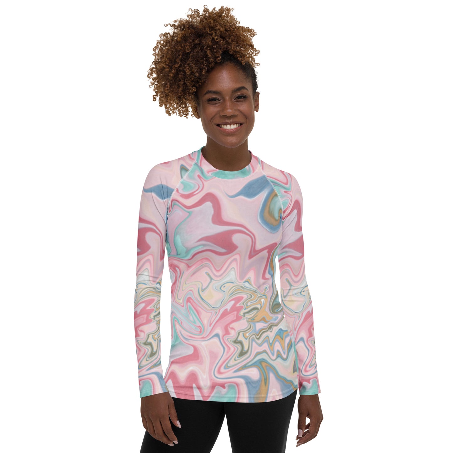 360 Lifestyle Women's Rash Guard UPF 50+ Pink Bliss print