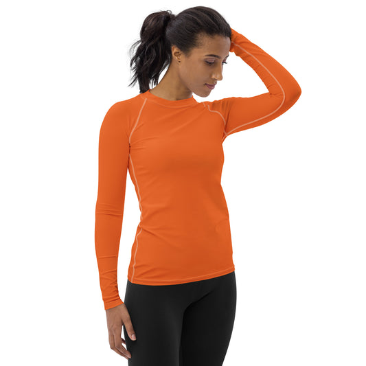 360 Lifestyle Women's Rash Guard UPF 50+ in Solid Orange