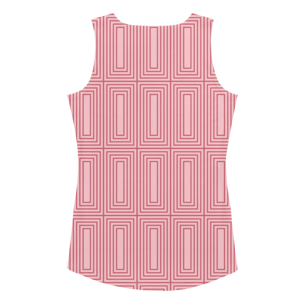 360 Lifestyle 4-way Stretch Tank Top in Roman Rose Rectangle Print