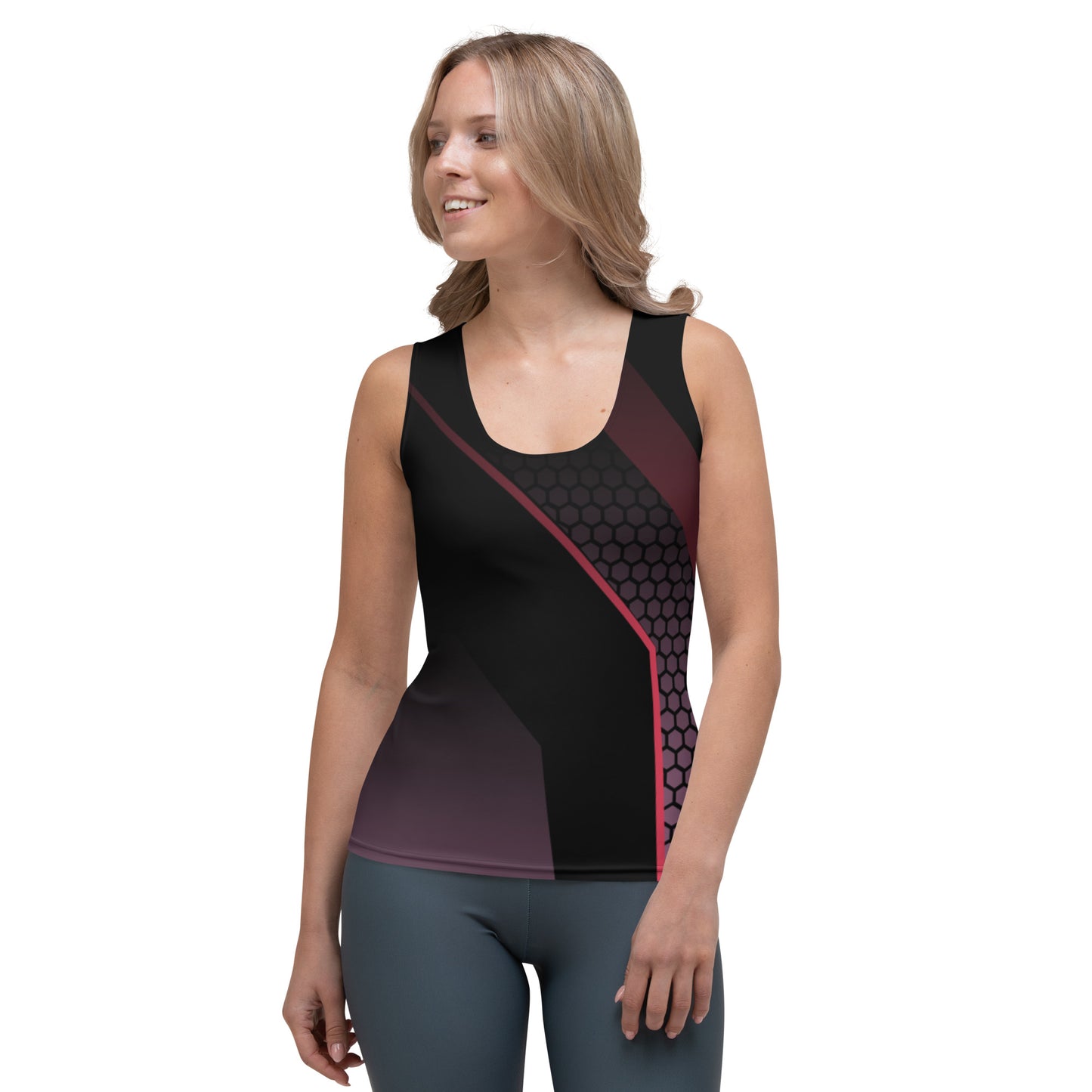 360 Lifestyle 4-way Stretch Tank Top in pink geo print