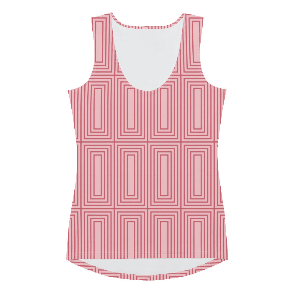 360 Lifestyle 4-way Stretch Tank Top in Roman Rose Rectangle Print