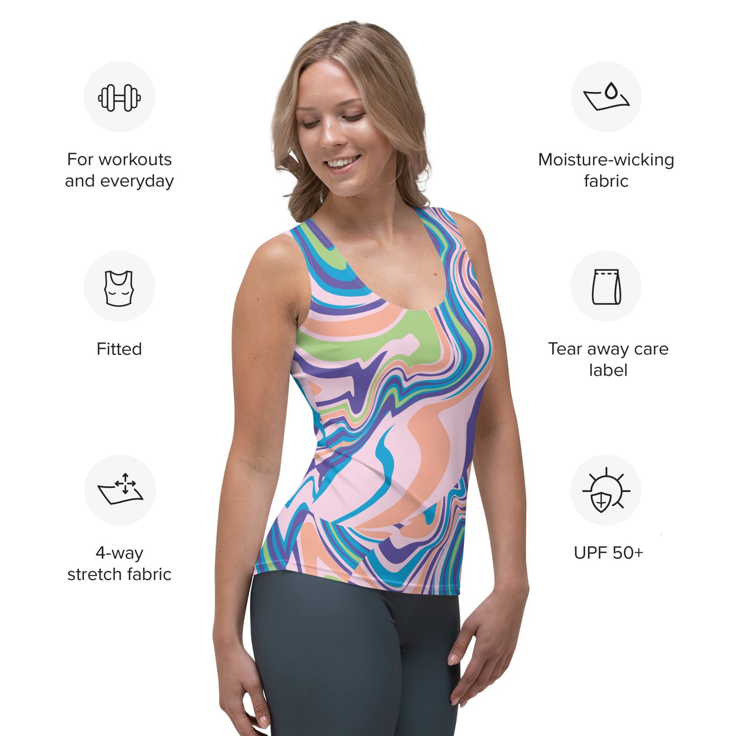 360 Lifestyle 4-way Stretch Tank Top in Groovy print