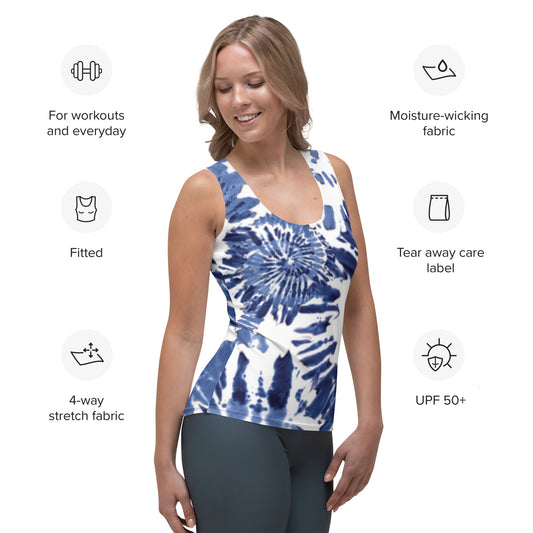 360 Lifestyle 4-way stretch Tank Top Gemi Blue Print