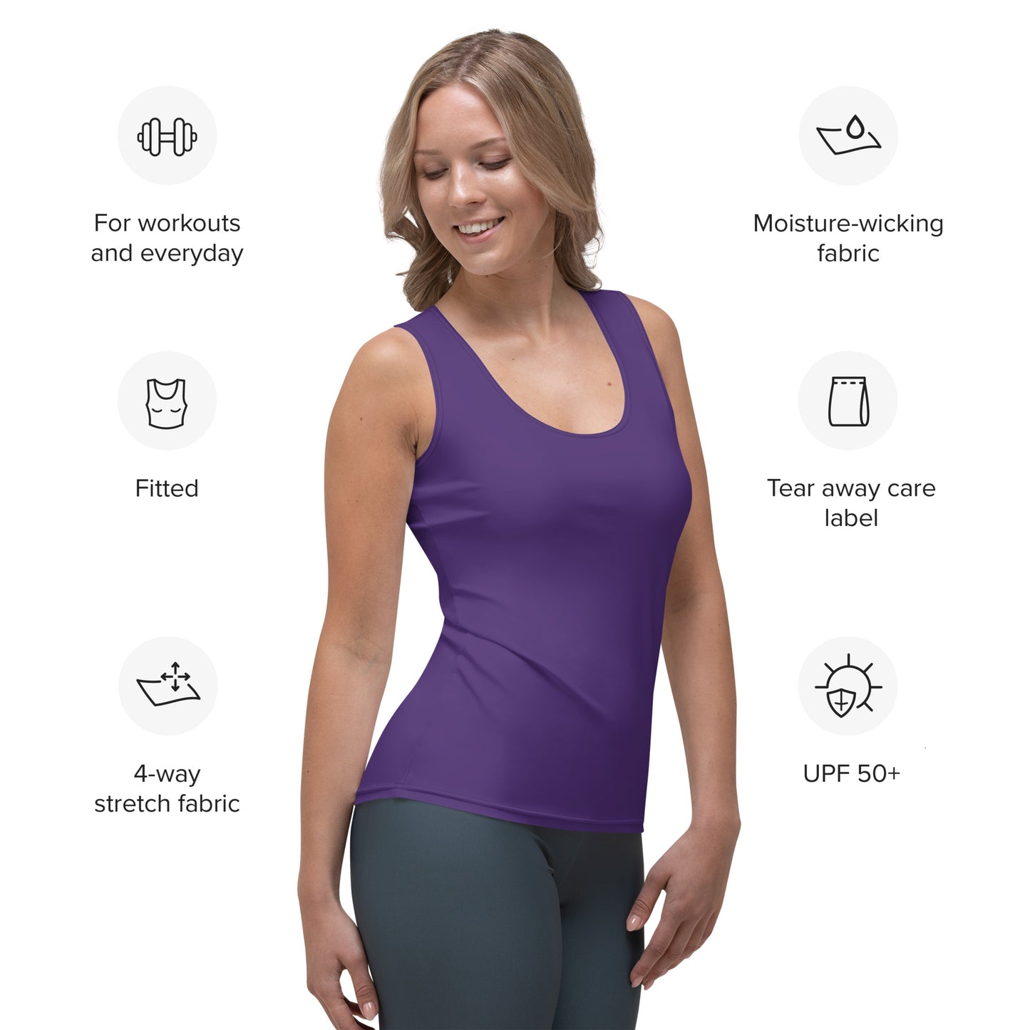 360 Lifestyle 4-way stretch Tank Top in Solid Purple