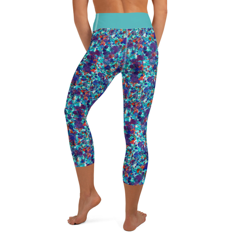 360 Lifestyle Yoga Capri Leggings Denise's watercolors print