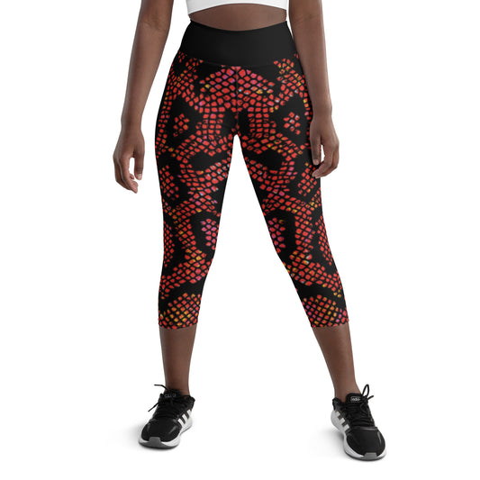 360 Lifestyle Yoga Capri Leggings snake burn print