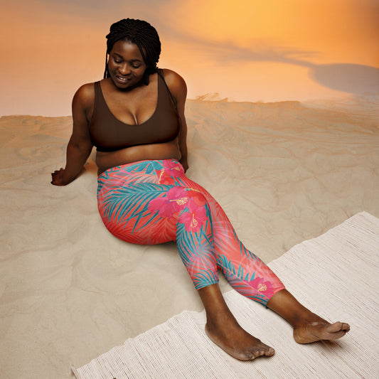 360 Lifestyle Yoga Capri Leggings Tropical Oasis print