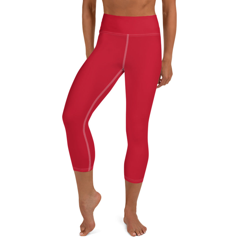 360 Lifestyle Yoga Capri Leggings Solid Red