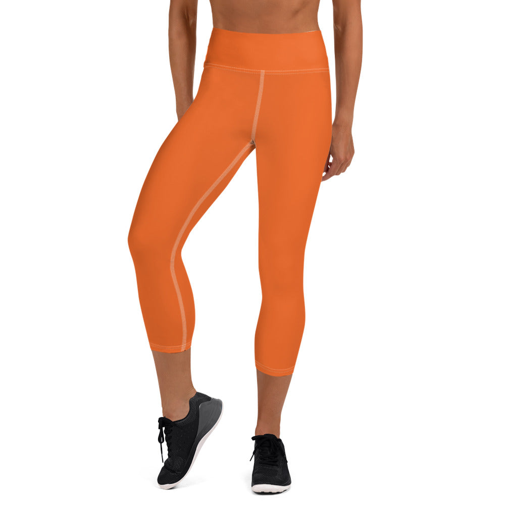 360 Lifestyle Yoga Capri Leggings in Solid Orange