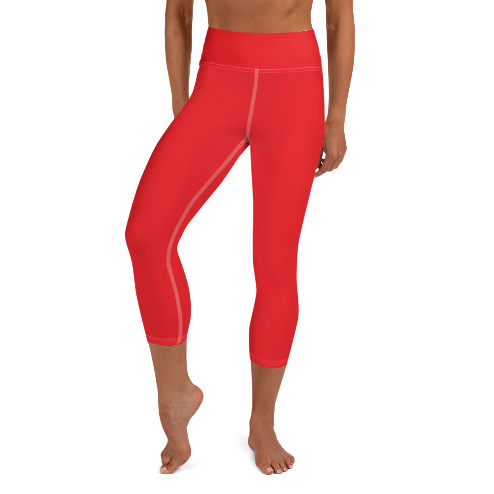 360 Lifestyle Yoga Capri Leggings in Solid Alizarin