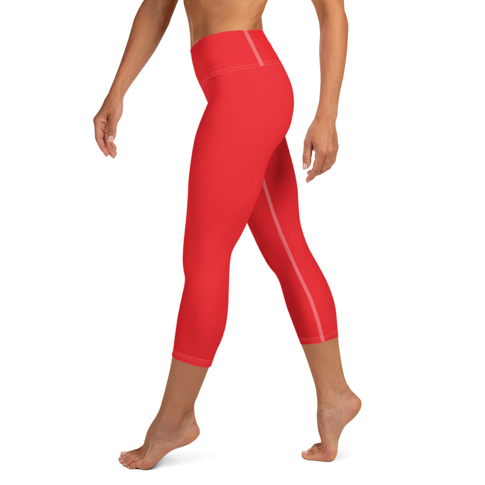 360 Lifestyle Yoga Capri Leggings in Solid Alizarin