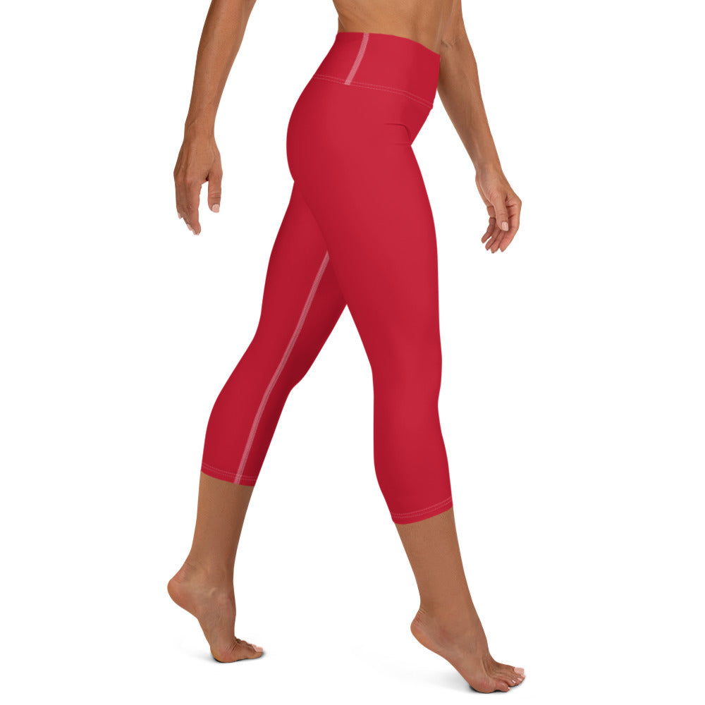 360 Lifestyle Yoga Capri Leggings Solid Red