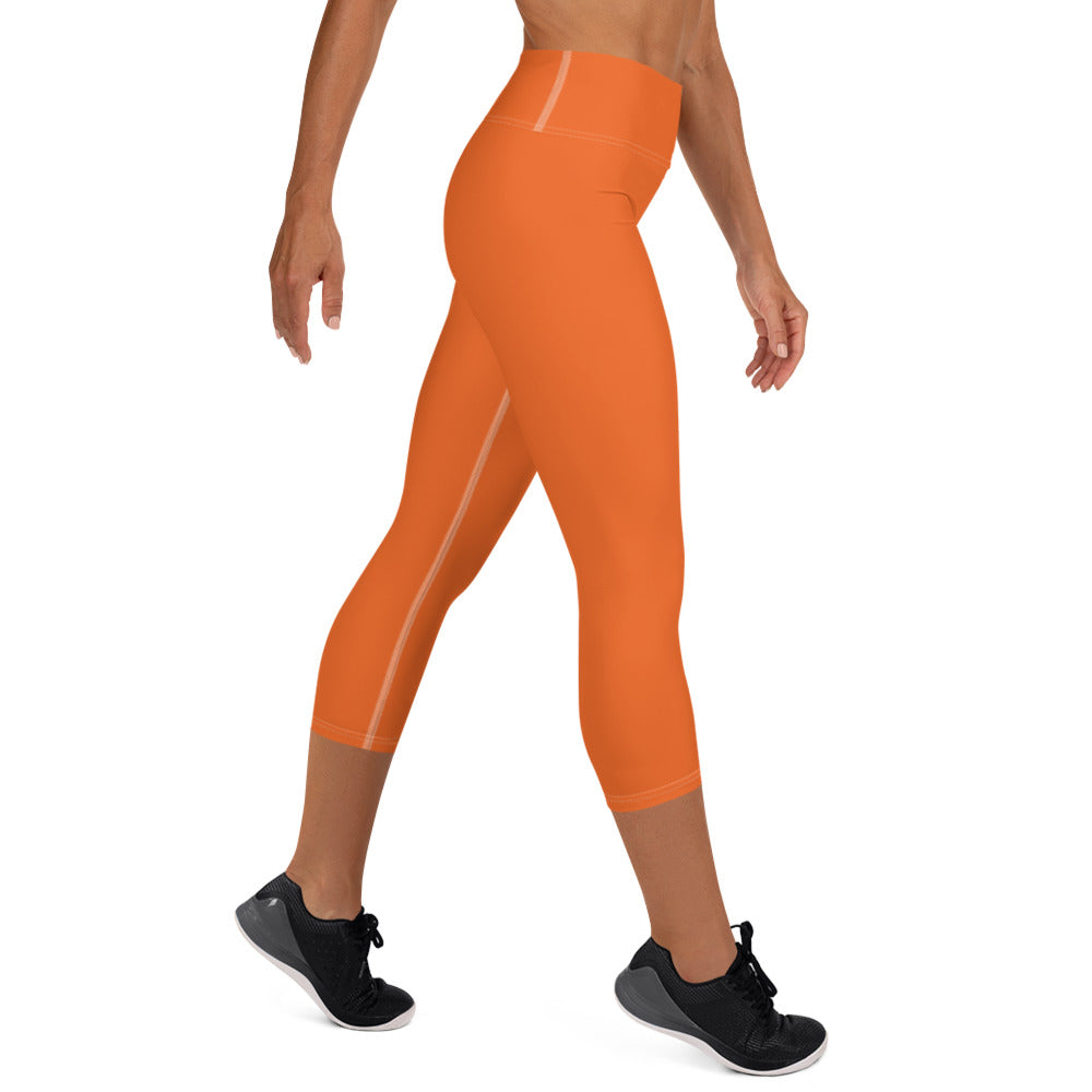 360 Lifestyle Yoga Capri Leggings in Solid Orange