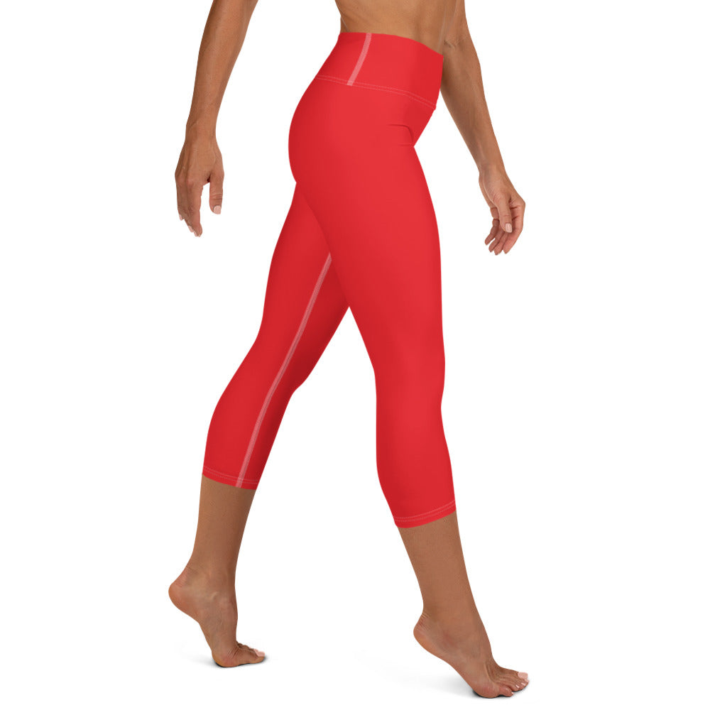 360 Lifestyle Yoga Capri Leggings in Solid Alizarin