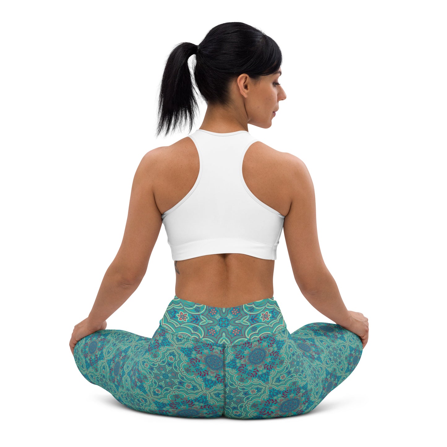 360 Lifestyle Yoga Leggings Turquoise Infatuation print