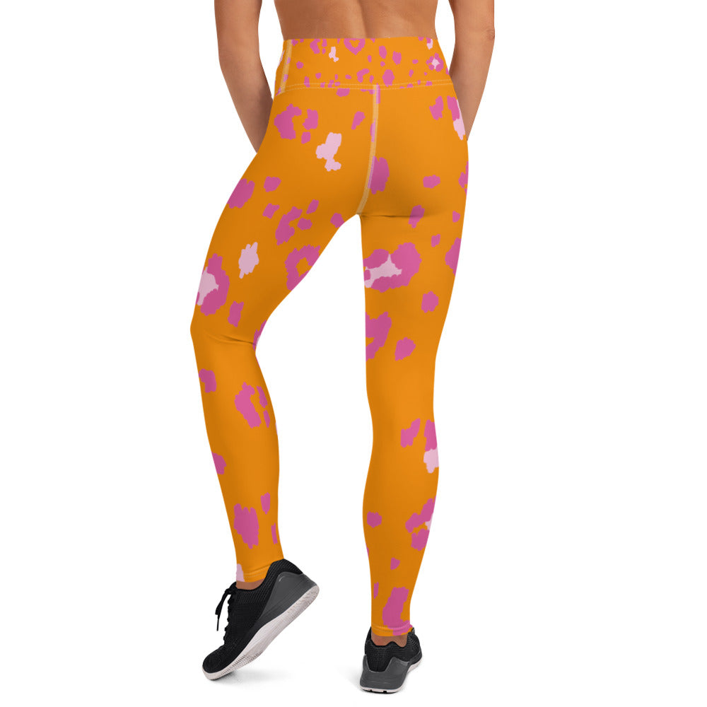 360 Lifestyle Yoga Leggings Orange and Pink Animal ILMT