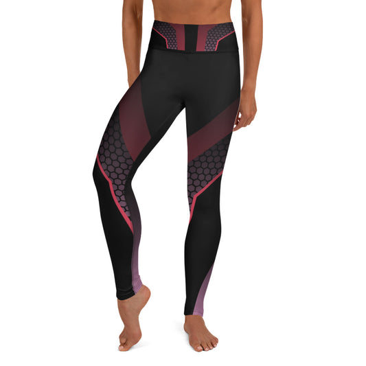 360 Lifestyle Yoga Leggings black with pink geo print