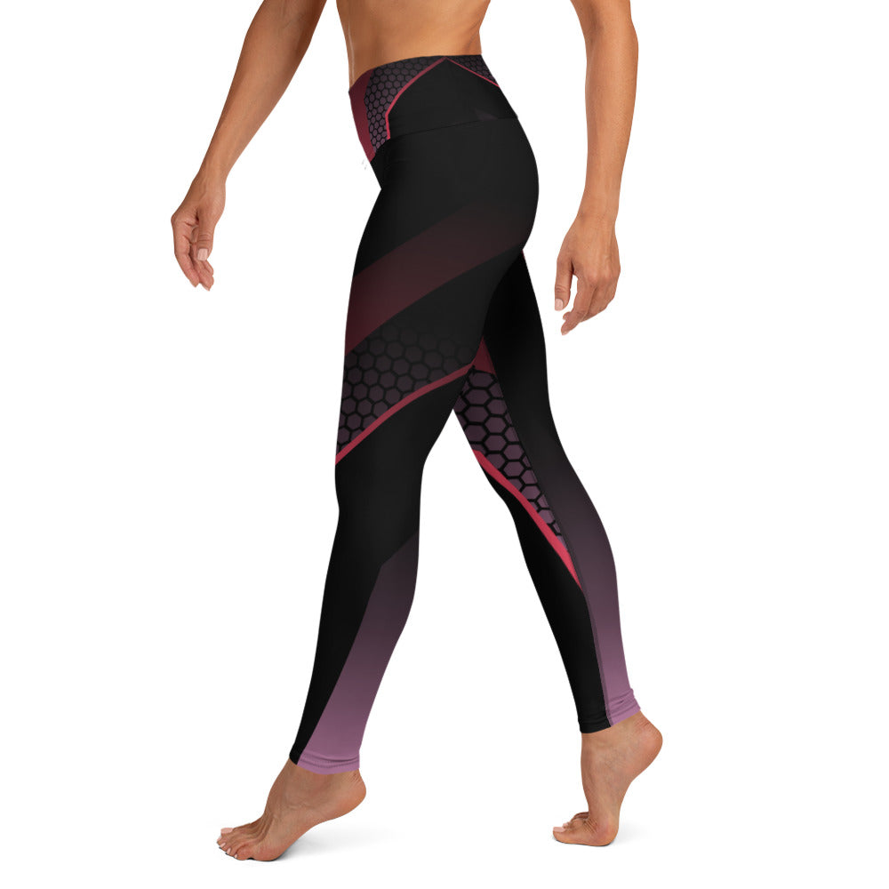 360 Lifestyle Yoga Leggings black with pink geo print