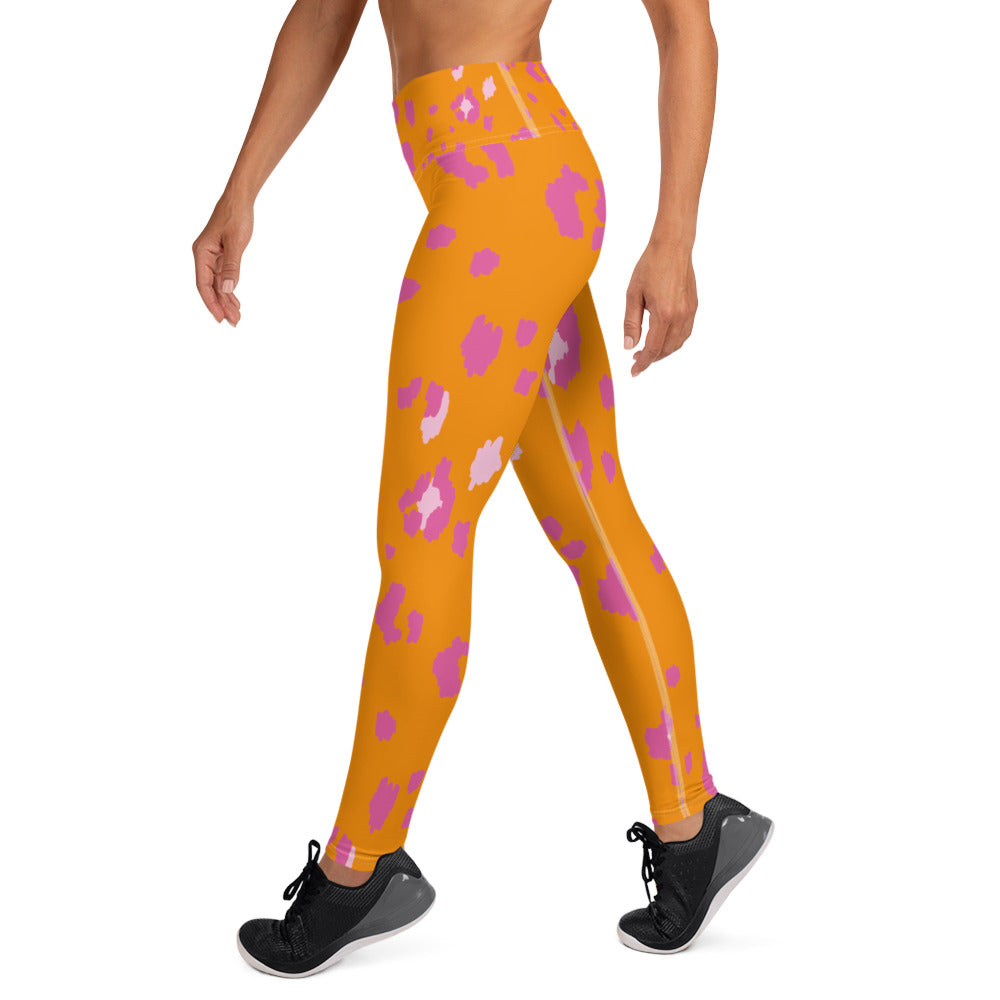 360 Lifestyle Yoga Leggings Orange and Pink Animal ILMT