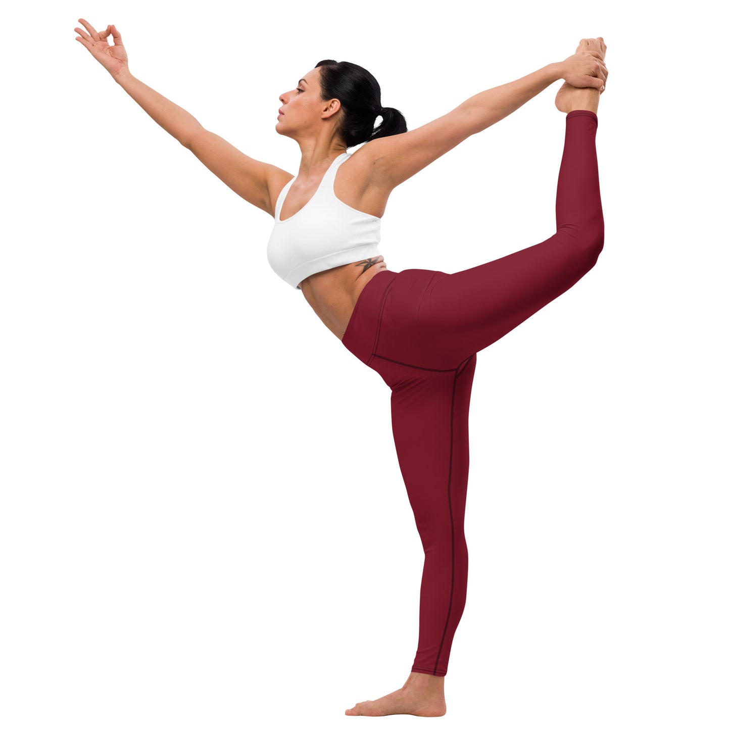 360 Lifestyle Yoga Leggings in Solid Burgundy