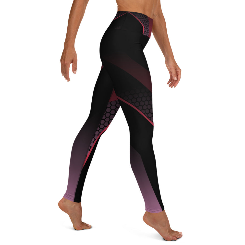 360 Lifestyle Yoga Leggings black with pink geo print